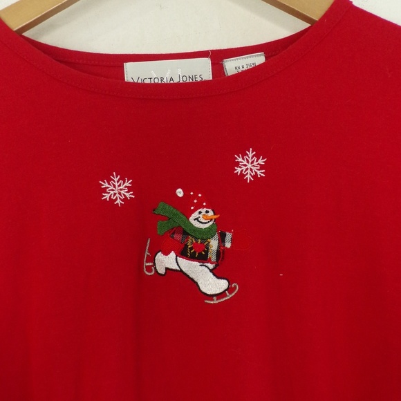 Victoria Jones Women's Top Snowman Holiday Winter - Picture 2 of 3